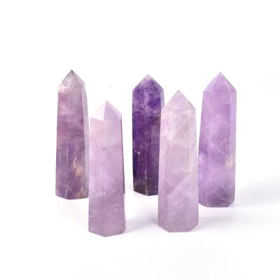 Китай Crystal Point Natural Quartz Crystal Amethyst Point Prism Home Decorative Gift Wholesale Europe Crystal Hexagon Stone Wand Point Prism продается