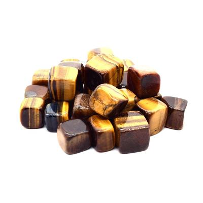 China Wholesale Natural Tiger Eye Crystal Stone Cube Tumbled Stone from India Engrave Crystal Stones for Healing for sale