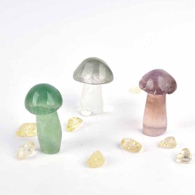 China Wholesale Europe Handmade Crystal Carving Natural Rose Stone Month Crystal Mushroom Carving Mineral Healing Plate for sale