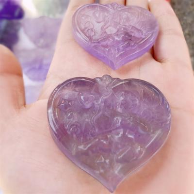 China Wholesale Europe natural fluorite carvings open heart, little bear, butterfly different shape for gift for sale