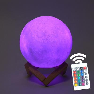 China 15cm Modern 16 Colors 3D Printing Remote Control Rechargeable Moon Light Dimmable Touch Control Lunar Lamp for sale