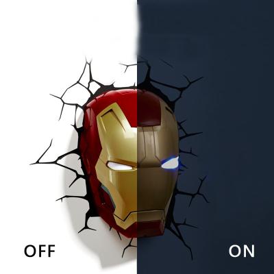 China Modern Iron Man Face Creative 3D LED Hand Wall Lamp Night Light Avengers Marvel Bedroom Living Room Boys Kids Christmas Gift for sale