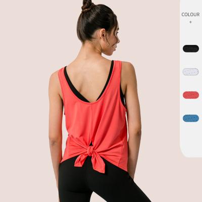 China Wholesale Ladies Breathable Loose Sports Vest Yoga Tank Top Quick Dry Running Womens Yoga Top Fitness Blouse Top for sale