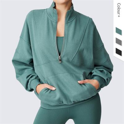 China Newest Ladies Half-Zip Breathable Outdoor Sports Coat Women's Winter Thickening Leisure Training Running Jacket for sale