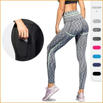 China Ladies Breathable Ultra High Waist Tight Sports Pants Running Quick Dry Women's Yoga Gaiters Pocket Diagonal Fitness Elastic for sale