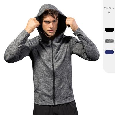 China Breathable Custom Polyester Track Jacket White Gym Sport Running Wear Fitted Slim Zipper Hoodie Wholesale Price Quick Dry Fitness For Men for sale