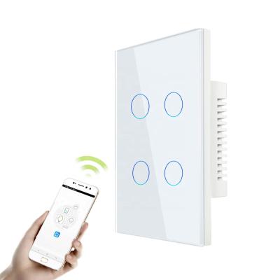 China Smart WiFi Control USA / Smart Wifi Switch SAA Crystal Toughened Glass Panel 4 Standard Band AU Approval for sale