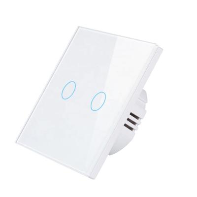 China UK Type EU Type Touch Screen Panel LED Light Glass Touch Control Home Touch Switch 2 Strip 1 Way Switch for sale