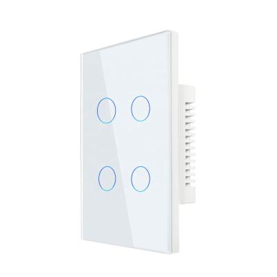 China Touch Lighting Control USA / AU Standard Touch Panel 4 Strip Light Touch Screen Glass Wall Switch for sale