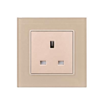 China High Quality Residential/Multipurpose British Standard Tempered Glass Panel Framed 3 Pin Wall Power Socket for sale