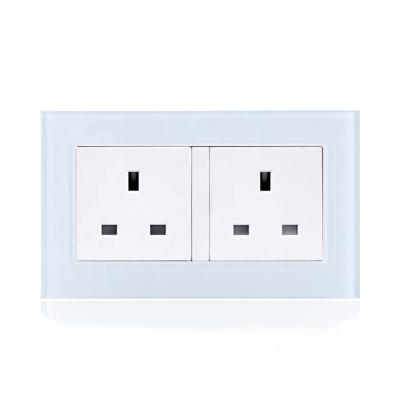 China British Standard 13A Crystal Glass Panel Double Wall Residential/Multipurpose Power Socket for sale