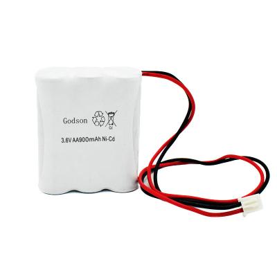 China Emergency Lighting Side By Side Type Ni-Cd Battery AA900mAh 3.6V for sale