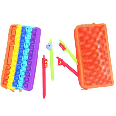 China Schools & Hot Toy Pencil Box Kids Fidget Toy Silicone Keyboard Pencil Case Office 2022 sales zipper fidgety person bag for sale