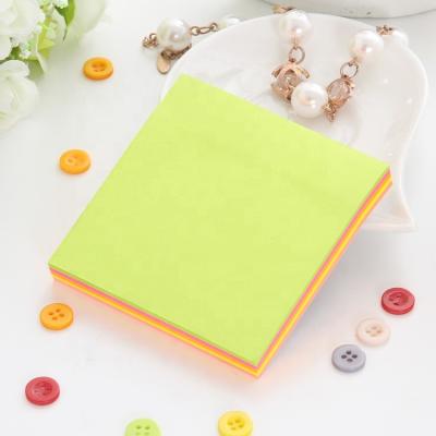 China 3 x 3 inch Self Adhesive Adjust Color Neon Fluorescent Paper Eraser Rainbow Sticky Note for sale