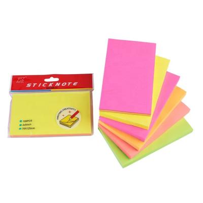 China 100 Self Adhesive Sheets Assorted Neon Color 3 In X 5 Inch Fluorescent Notepad Paper Sticky Notes for sale