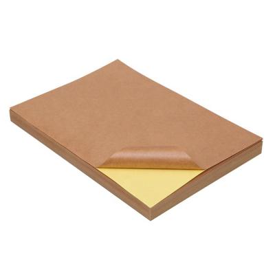 China Brown Barcode 100 Sheets A4 Size Blank Kraft Paper Sticker Paper Self Adhesive Label For Inkjet Printer for sale