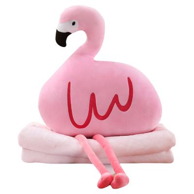 China New Year Style 70cm Pink Plush Sleeping Pillow Sofa 3-in-1 Pillow Flamingo Stuffed Animal Pillow Anti-bacteria for sale