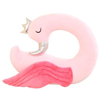 China 35*32CM Anti-static Cervical Flamingo Swan Neck Pillow Stuffed Plush Toy Desk Cute And Soft Nap Pillow Decorative U Shaped Pillow for sale