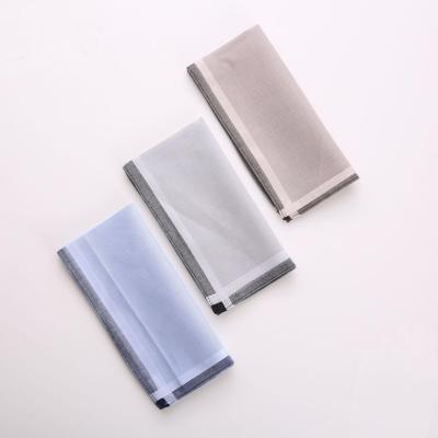 China Stripe 43cm Mens Plain Color Cotton Handkerchief High End Business Combed Cotton Handkerchief for sale