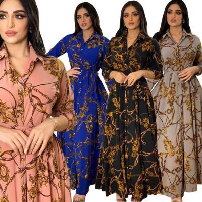 China New Fashion Women's Muslim Thobe Floral Anti-Static Floral Muslim Dress Abaya Islamic Clothing Fashion Long For Women Middle East for sale