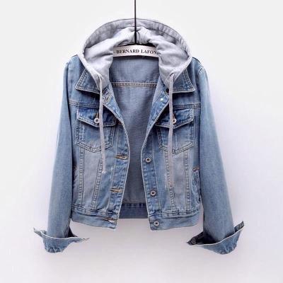 China Autumn Fashion Jean Hooded Jacket Detachable Hat Denim Jacket Women High Quality Viable Short Paragraph Factory Ladies for sale