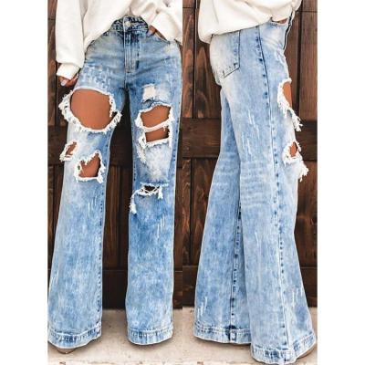 China Breathable Women High-waist Slim Effect Ankle Ripped Jeans With Flower And Letter Detail Embroidery Women Jeans Denim for sale