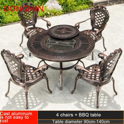 China EUROPEAN Furniture Outdoor Tables and Chairs Courtyard Outdoor Leisure Barbecue Tables and Chairs Garden Terrace Outdoor Cast Aluminum Ba for sale