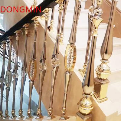 China Modern High-end new stair handrail custom villa indoor guardrail household club railing aluminum crystal handrail for sale