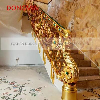 China EUROPEAN Villa copper art arc home stair handrail guardrail rotating indoor European light luxury aluminum alloy railing for sale