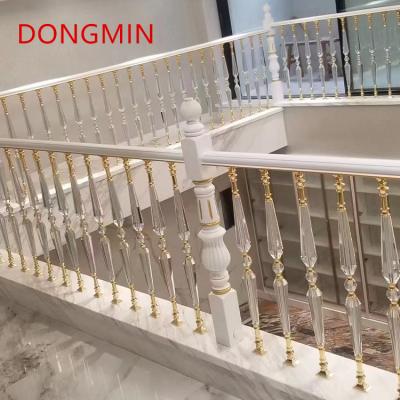 China Modern Stair handrail crystal glass column simple transparent glass stair railing for sale