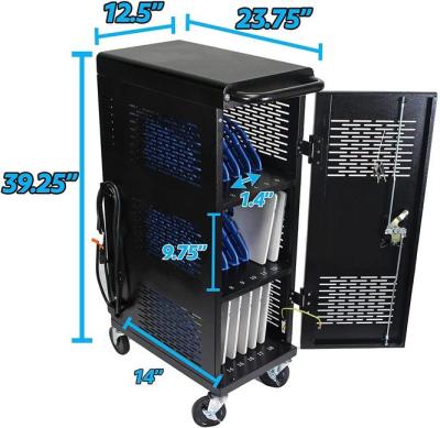 China Charing Ipad And Economical Black Color 18 Bay Laptop Computer / Tablet Charging Cart for sale