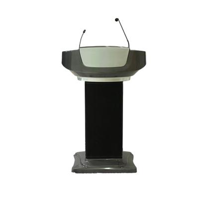 China Professional Conference Room Lectern with Wireless Speaker and Microphone Amplifier Plastic Podium (Top Wooden Cover) for sale