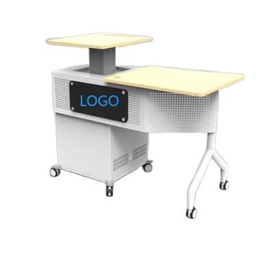 China Elctric Height Adjustable AV Presentation Cart With Wheels, Electric Height Adjustable Computer Cabinet Classroom Teachers Trolley for sale