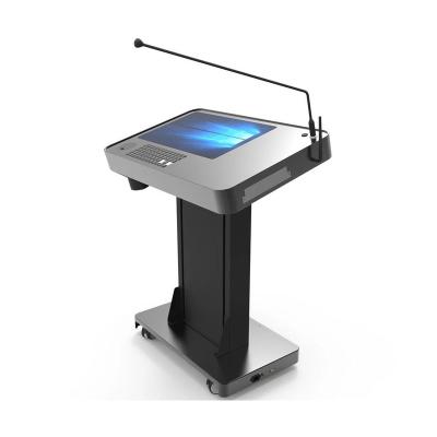 China Modern Touch Screen Audio Visual Podium Podium / Height Adjustable Smart Lectern With OPS for sale