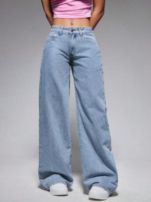 China Blue-white jeans comfortable breathable denim pants for women for sale