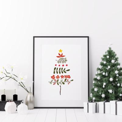 China Modern Merry Christmas Tree Prints Wall Art Canvas Gift for Christmas Eve Home Decor Christmas Decoration Items for sale