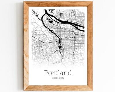 China Houston Texas Portland Oregon City Map Modern Canvas Painting for Home Decor Restaurant Living Room for sale