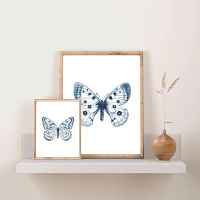 China Beautiful Abstract Neutral Navy Butterfly Butterflies Oil Painting Canvas Wall Art Print For Home Decor Restaurant for sale