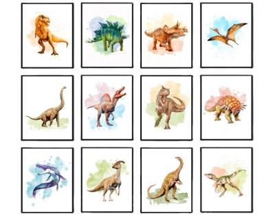 China Brontosaurus Set Abstract Triceratops Stegosaurus Spinosaurus Pterosaurus Art Print Jurassic Animals T-rex Dinosaur Canvas Wall Art for sale