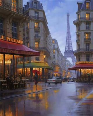 China Oil Painting Impressionist Paris Eiffel Tower DIY Paint By Number For Adult And Children for sale