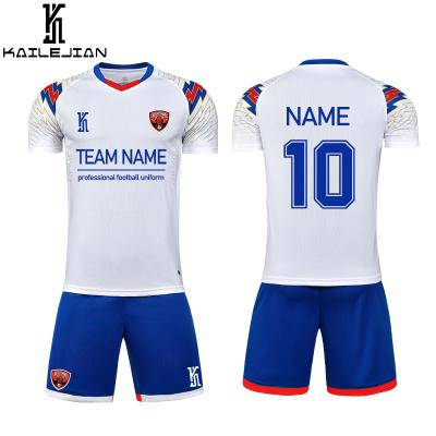 China Quick Dry Wholesale Custom Colorful Football Live Soccer Jerseys Football Soccer Kit For Men Women New Design Kailejian 2021 for sale