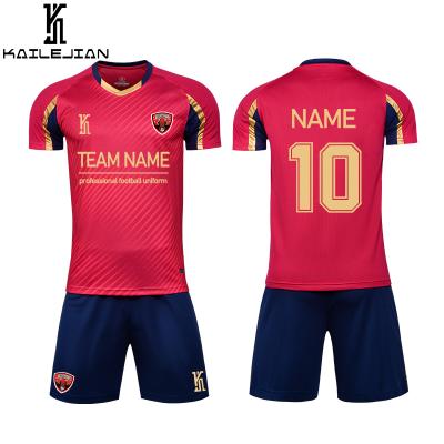 China Quick Dry Wholesale Custom Colorful Football Live Soccer Jerseys Football Soccer Kit For Men Women New Design Kailejian 2021 for sale