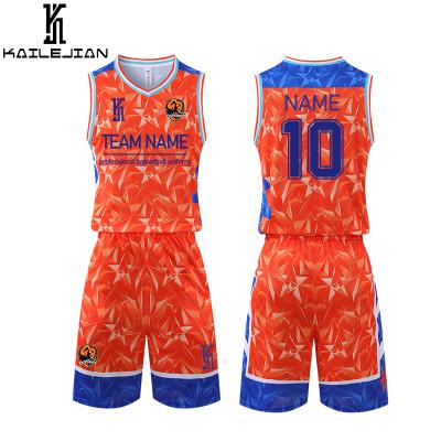 China KaiLeJian High Quality QUICK DRY Men's Sports Customized Basketball Kit Team Club Basket Ball Sublimation Design Basketball Uniform for sale