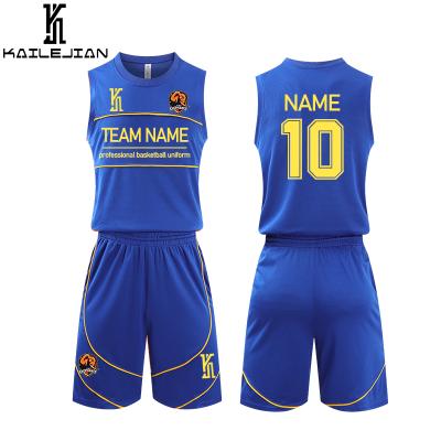 China KaiLeJian QUICK DRY Customized Basketball Uniform Suits Custom Logo Men's Game Training Team Basketball Match Uniforms Tank Top for sale