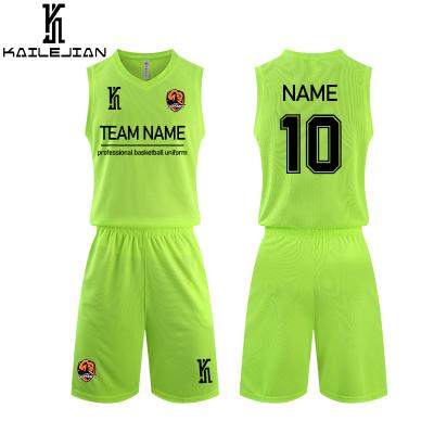 China KaiLeJian QUICK DRY 2021 Wholesale Team Basketball Sportswear Uniform Custom Made Custom Made Basketball Jersey Set Adult Team Basketball Shorts for sale