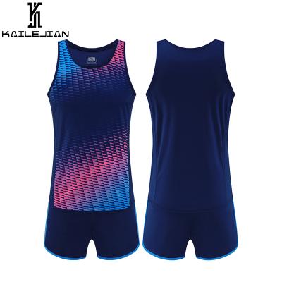 China KaiLeJian 2021 Breathable High Quality Custom Running Sleeveless Athletics Athletes Uniform Singlet And Short Designer Team Tank Top for sale