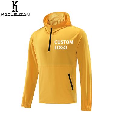 China KaiLeJian 2021 men's half zipper logo jacket custom printed elastic men's four hooded anorak breathable jacket for sale