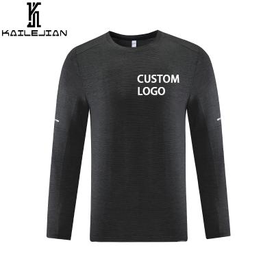 China KaiLeJian Factory Round Neck Shirts Breathable High Quality Custom Men's Long Sleeve T-shirt Fitness Sport 2021 T-shirts for sale