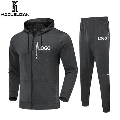 China KaiLeJian Custom Breathable Sportswear Men's Two-Piece Zipper Hoodie Sportswear Set Suit 2021 Gym Men's Jogging Suit for sale