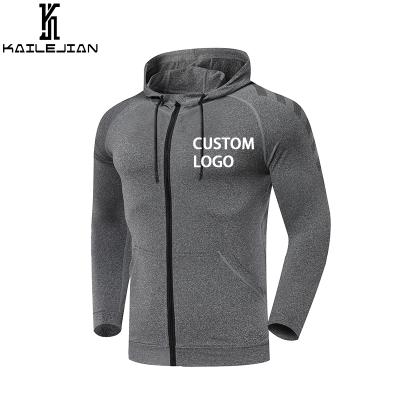 China 2021 KaiLeJian Custom Mens Clothing Warm White Factory Breathable Hooded Zipper Gym Design Jogging Running Training Jacket for sale